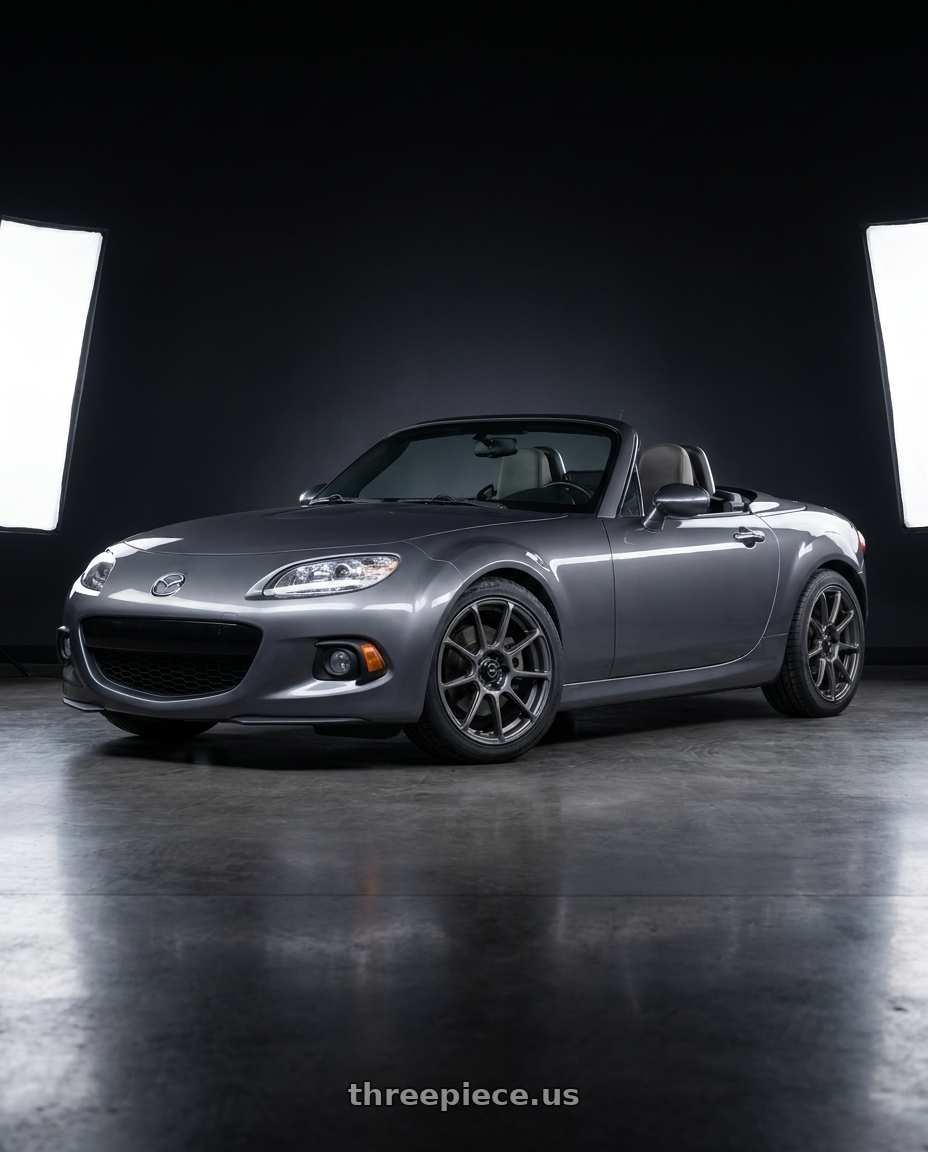 2014 Mazda Miata with Konig 41MG Runlite 5x114.3 18x8 +45 Matte Grey wheels