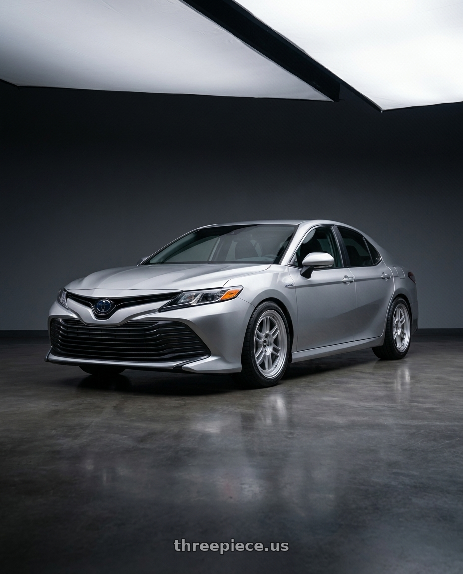 2021 Toyota Camry Hybrid LE with Enkei RPF1 5x114.3 18x9.5+38 Silver wheels