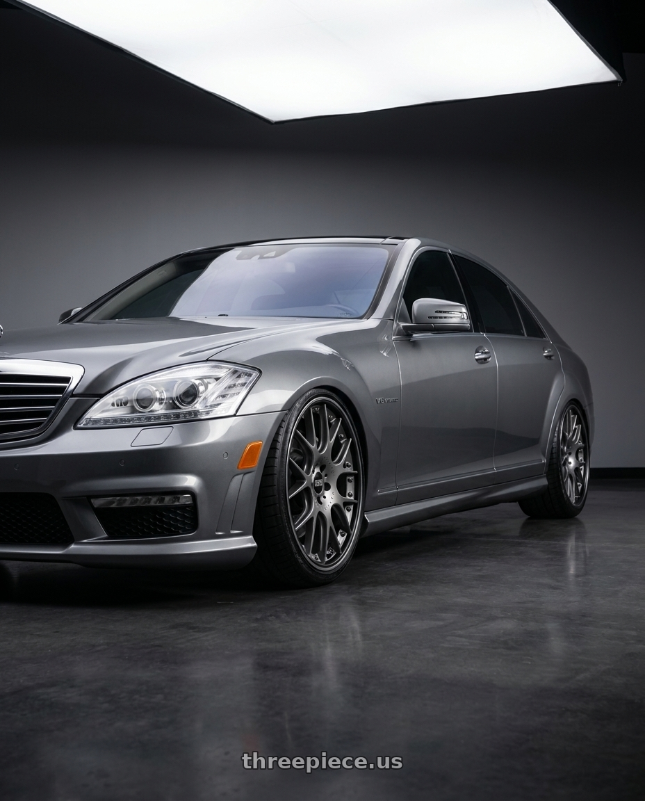 2012 Mercedes S550 with BBS CH-RII 5x120 21x10 +38 Satin Platinum Center Black Lip SS Rim Prot wheels