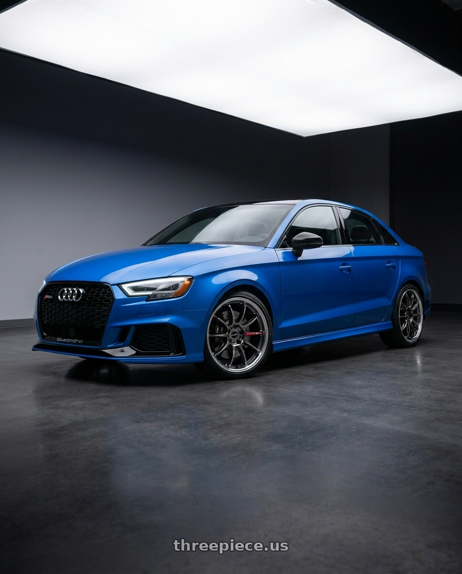 2018 Audi rs3 with Work Emotion Zr10 5x112 19x9.5 +38 Glim Black Diamond Rim cut wheels
