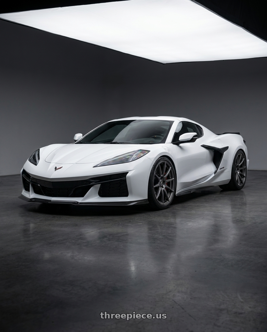 2025 Chevrolet corvette z06 arctic with Forgestar CF10 5x120 21x12 +52 Gloss Anthracite wheels