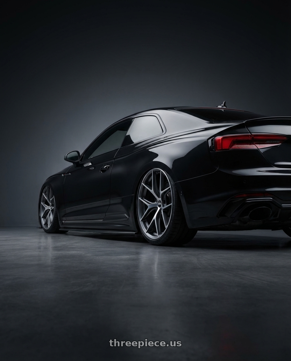 2022 Audi RS5 with BBS CC-R 5x112 20x10.5+34 Graphite w/ Diamond Cut Face wheels rear three quarter view slight stretch tires