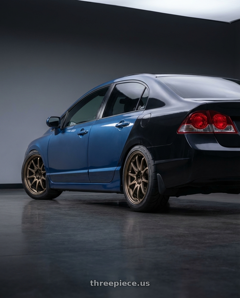 2009 acura csx with Volk Racing CE28N-PLUS 5x114.3 17x8 +38 SHINING BRONZE METAL wheels rear three quarter view meaty tires