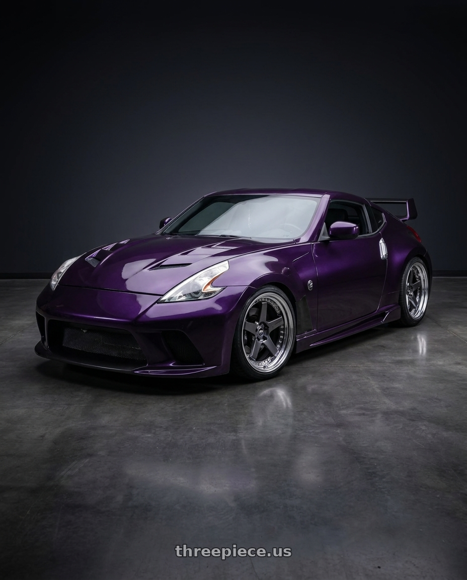 2012 nissan 370z with Work Zistance W5s 5x114.3 19x9.5+45 s disk Brilliant Silver Black wheels