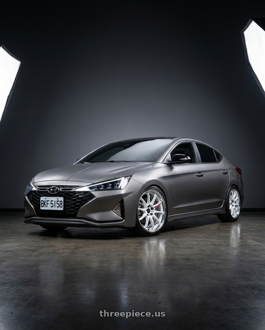2020 Hyundai Elantra Sport MK6.5 with Work Zr10 2P 5x108 18x10.0 +45 Azure White wheels