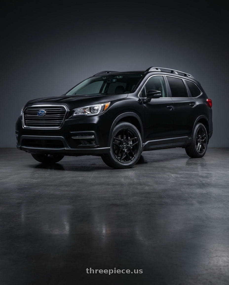 2025 subaru ascent black with Motiv 435B Foil 5x114.3/5X120 20x8.5 +40 Gloss Black wheels