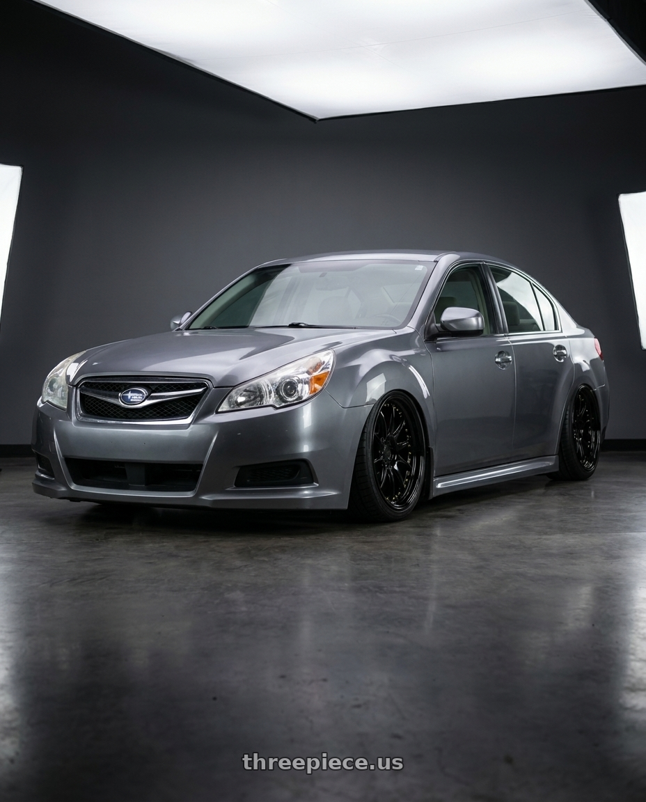 2013 Subaru Legacy 2 5i with Aodhan DS07 5x100 18x9.5+35 Gloss Black W /Gold Rivets wheels
