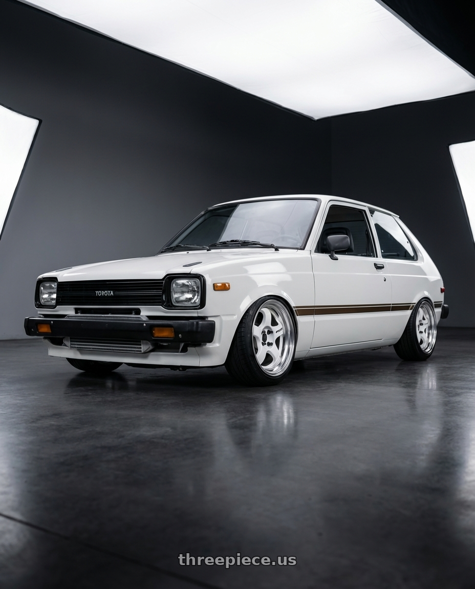 1981 toyota starlet with Work Meister S1 2P 4x100 15x6.5+22 A Disk Black wheels