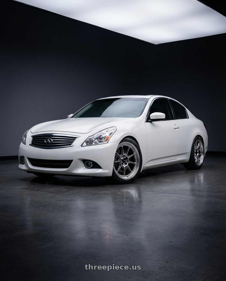 2014 Infiniti G37 Coupe with Konig Countergram 5x114.3 19x9.5+35 Hyper Chrome / Machined Lip wheels