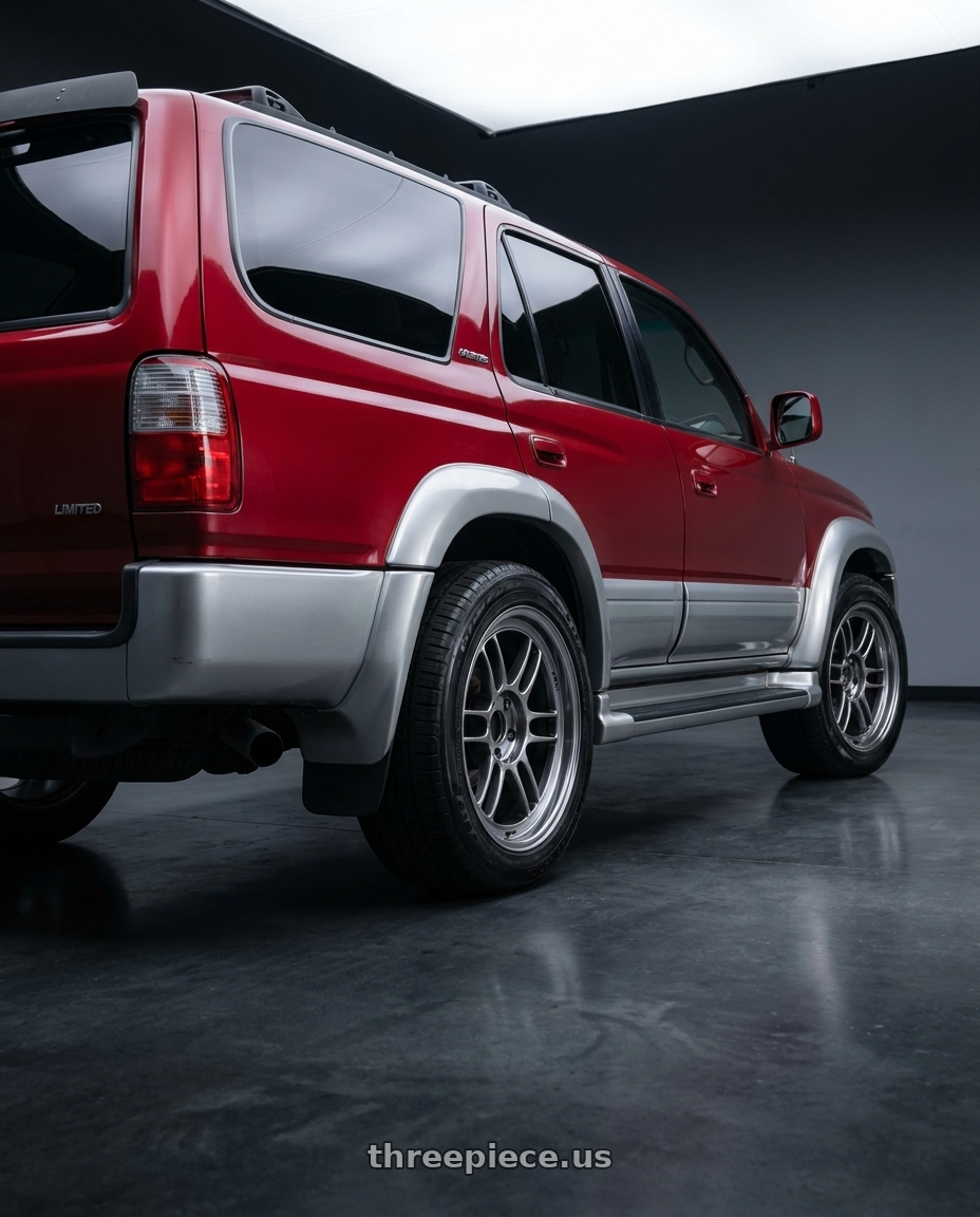 1997 Toyota 4Runner Limited  with Enkei RPF1 5x114.3 18x9.5+15 SBC wheels rear three quarter view square tires