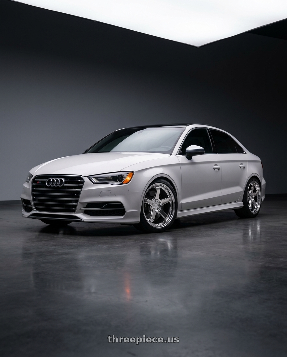 2016 Audi s3 Sepang pearl with KATANA RACING HR05 5x112 18x8.5 +35 Chrome wheels