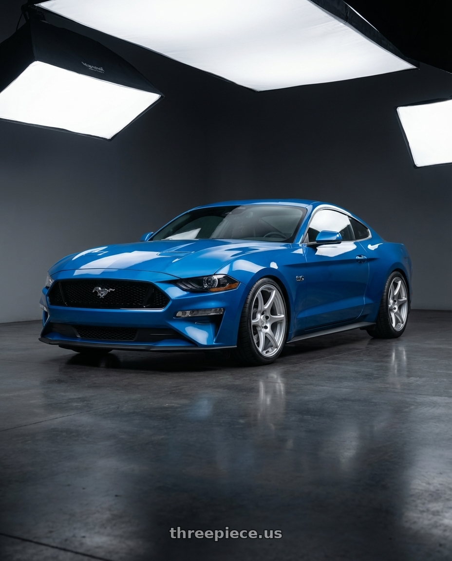 2022 Ford Mustang GT with Kansei K11S Tandem 5x114.3 19x9.5 12 Hyper Silver wheels