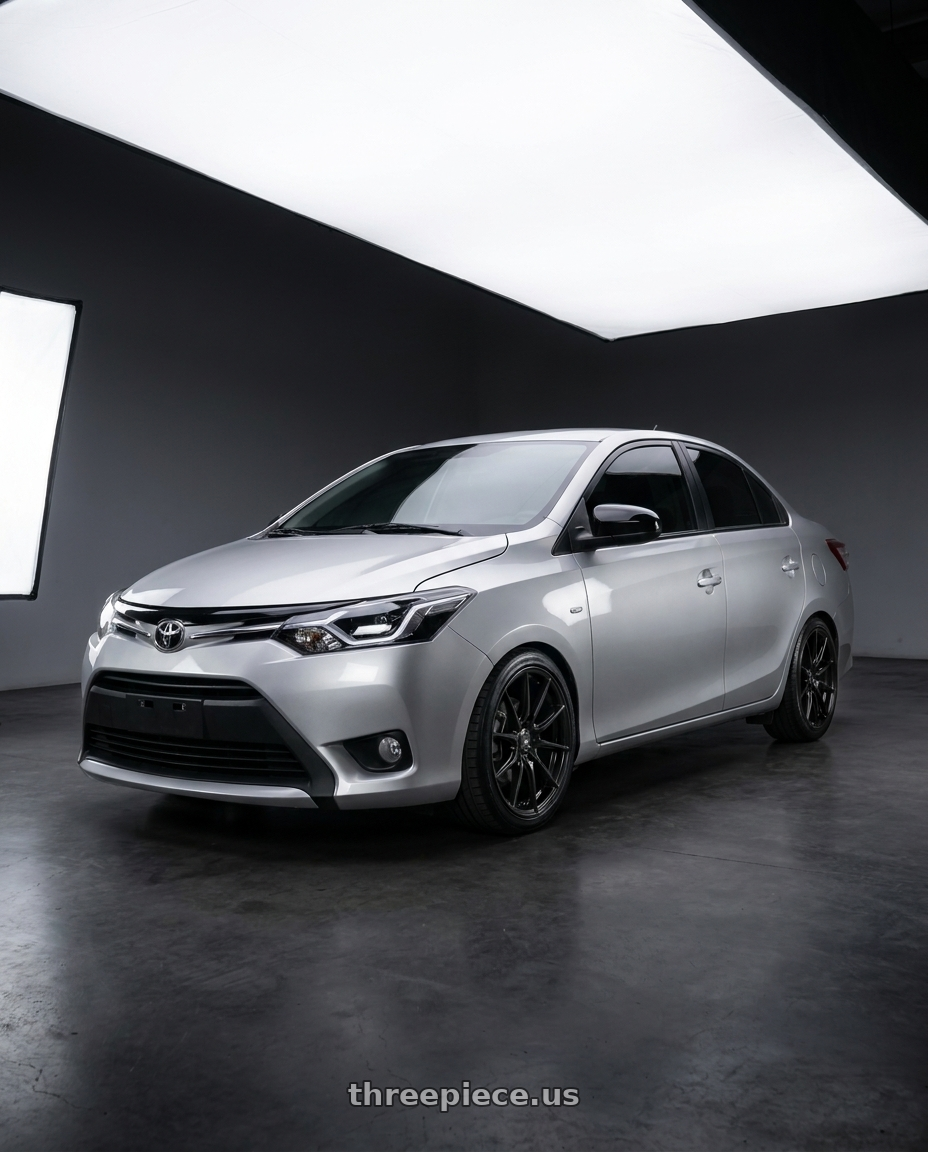 2016 toyota yaris with Konig Oversteer 5x114.3 18x9+35 Gloss Black wheels