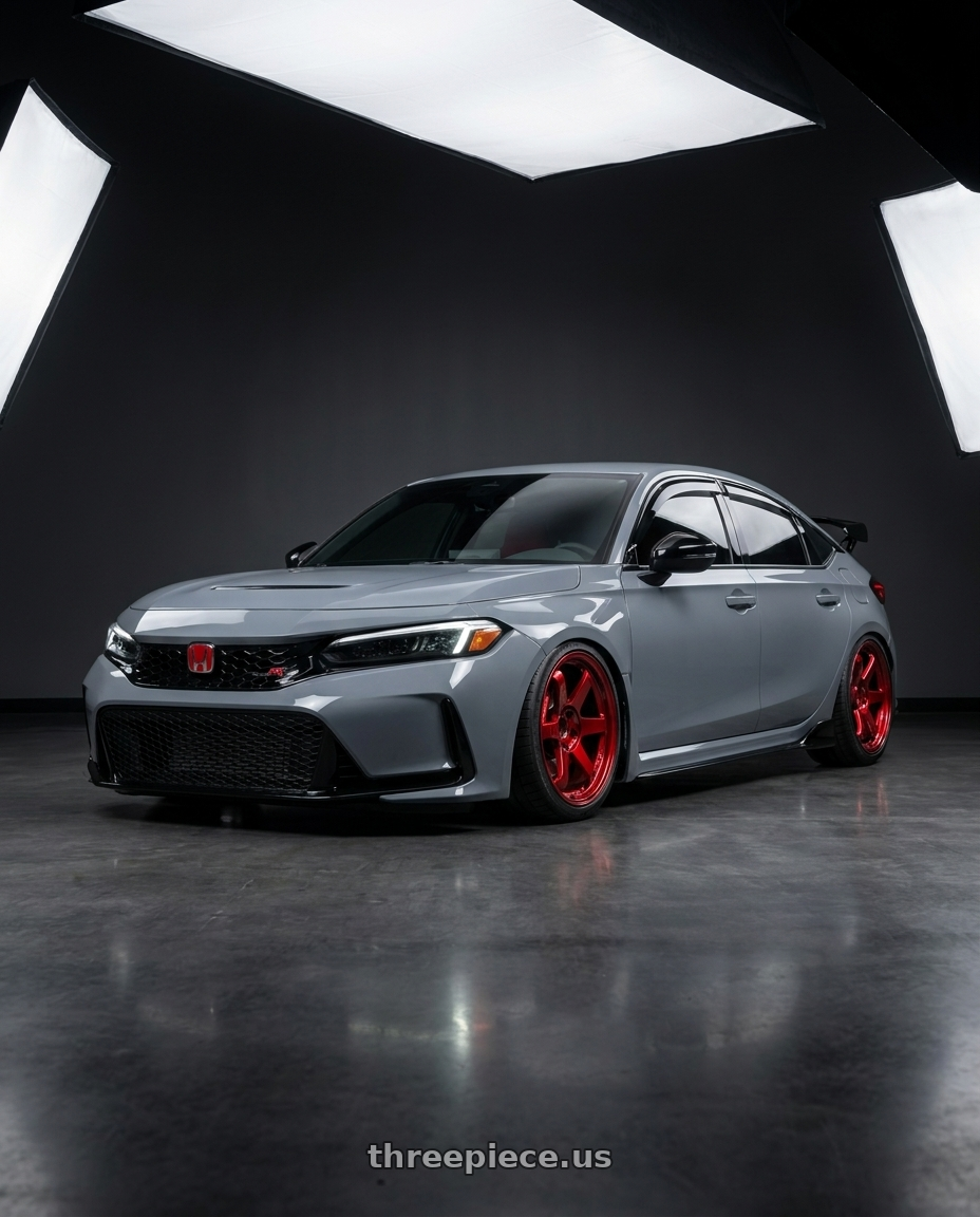 2024 type R with Volk Racing TE37SL 5x120 18x9.5 +38 RED wheels