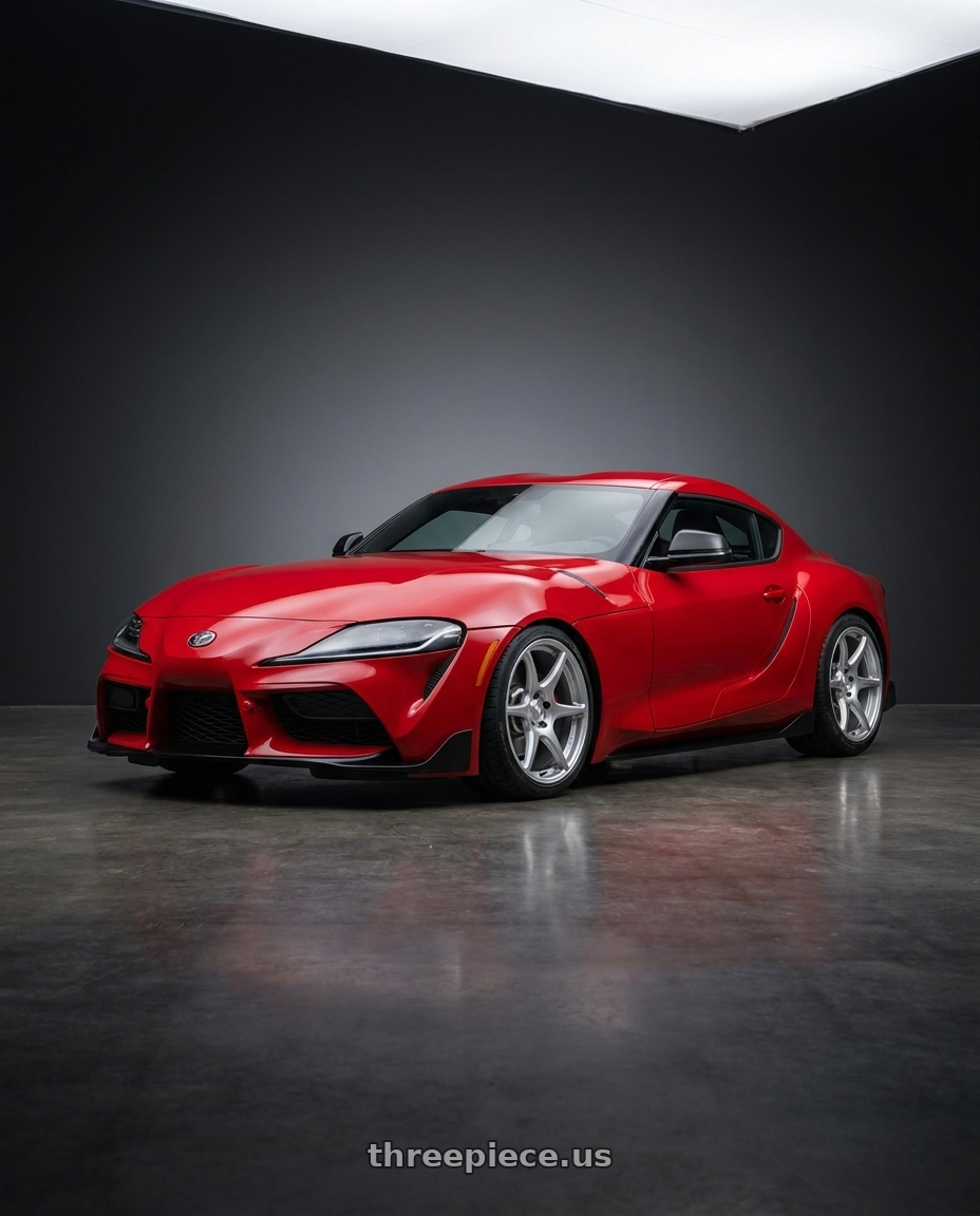 2023 Toyota GR Supra with Kansei K11S Tandem 5X112 19x10.5 22 Hyper Silver wheels