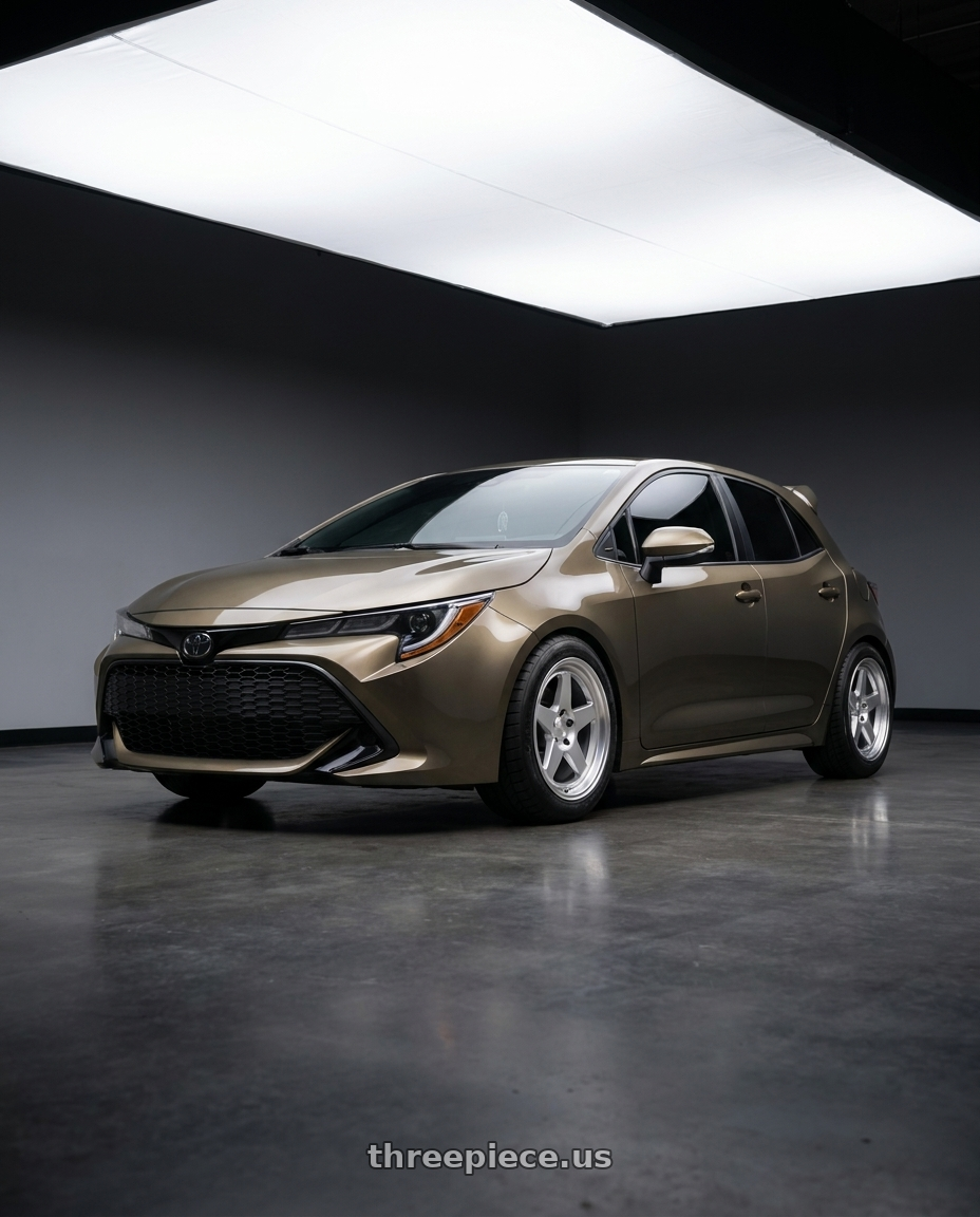 2019 Corolla hatch se oxidize bronze with spoiler with Kansei K12H KNP 5X100 17x9 35 Hyper Silver wheels