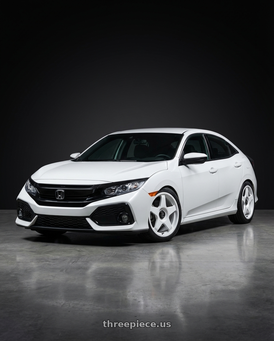 2019 Honda Civic with fifteen52 CHICANE 5x114.3 / 5x100 18x8.5 +35 RALLY WHITE (GLOSS WHITE) wheels