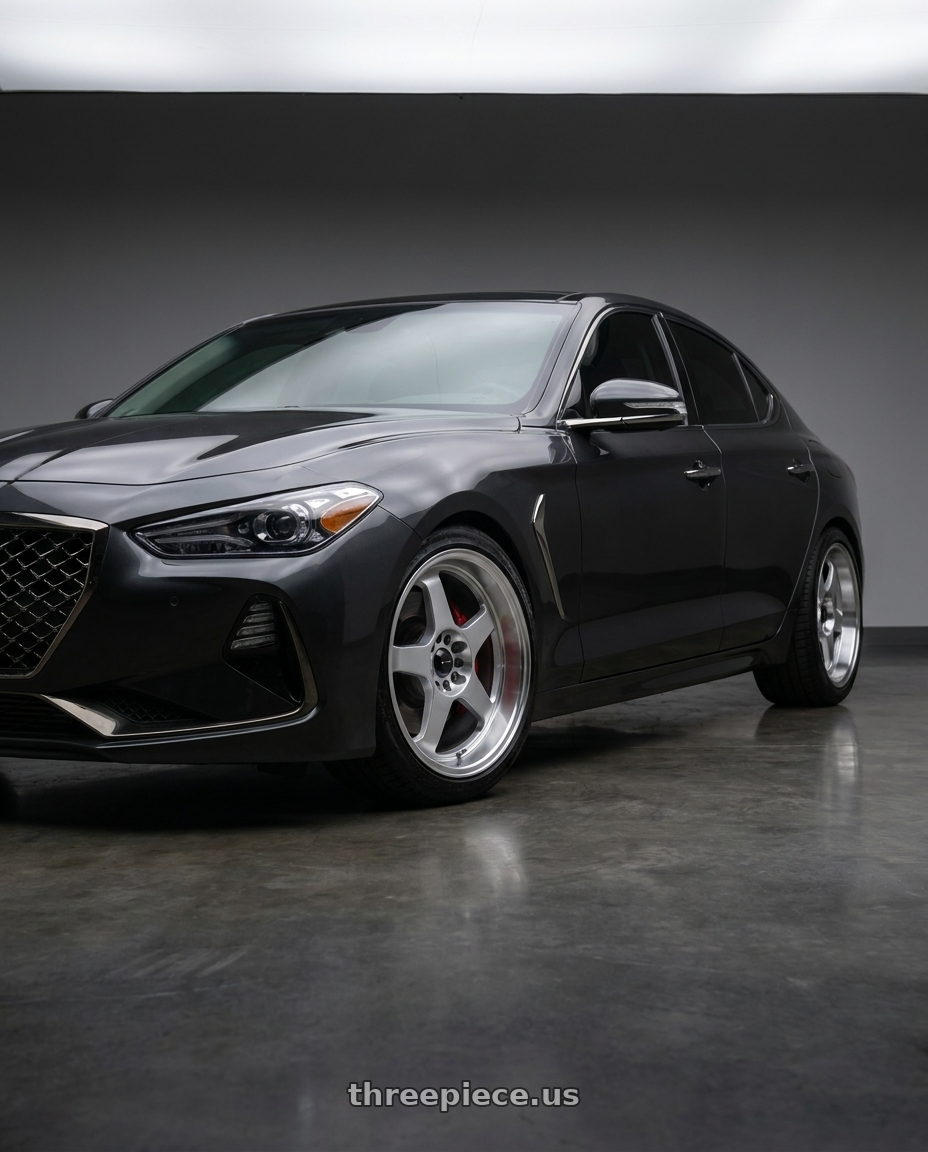 2019 Genesis G70 with Vors SP1 5x115 17x8  +35 Silver Machine Face Lip wheels