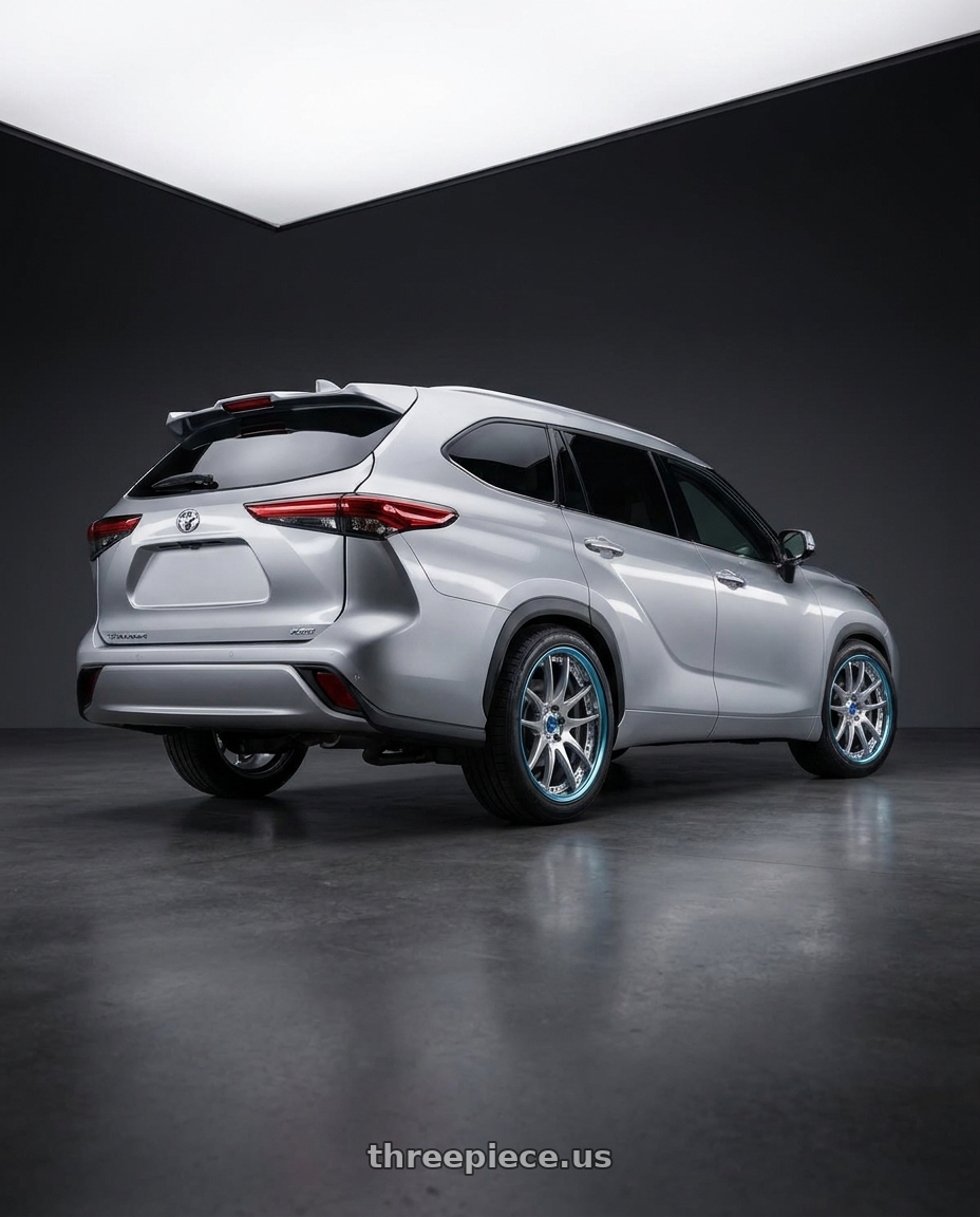 2023 Toyota Highlander XSE with Work Emotion CR 3P wheels rear three quarter view square tires