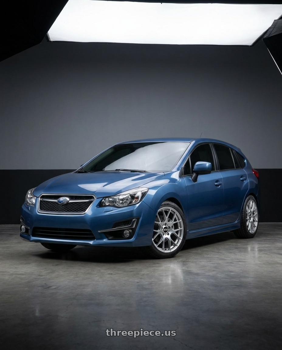 2016 Subaru Impreza  with BBS RE-V7 5x112 18x8.5 +42 Diamond Silver wheels