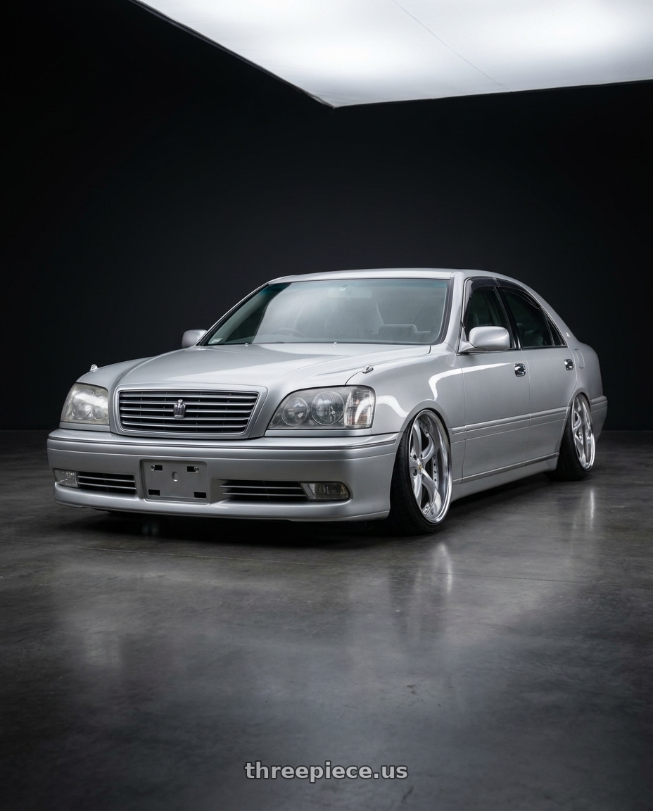 2003 toyota crown with Work Wheels VS-KF 5x114.3 18x9.5+40 Light Grey Silver O Disk FULL REVERSE wheels