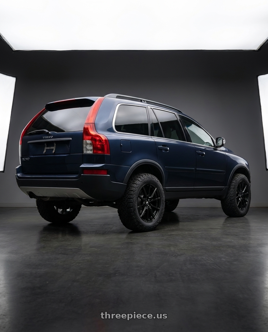 2012 Volvo XC90 with MST Wheels DELTA 5X108 18x8.5 +35 Glossy Black wheels rear three quarter view meaty tires
