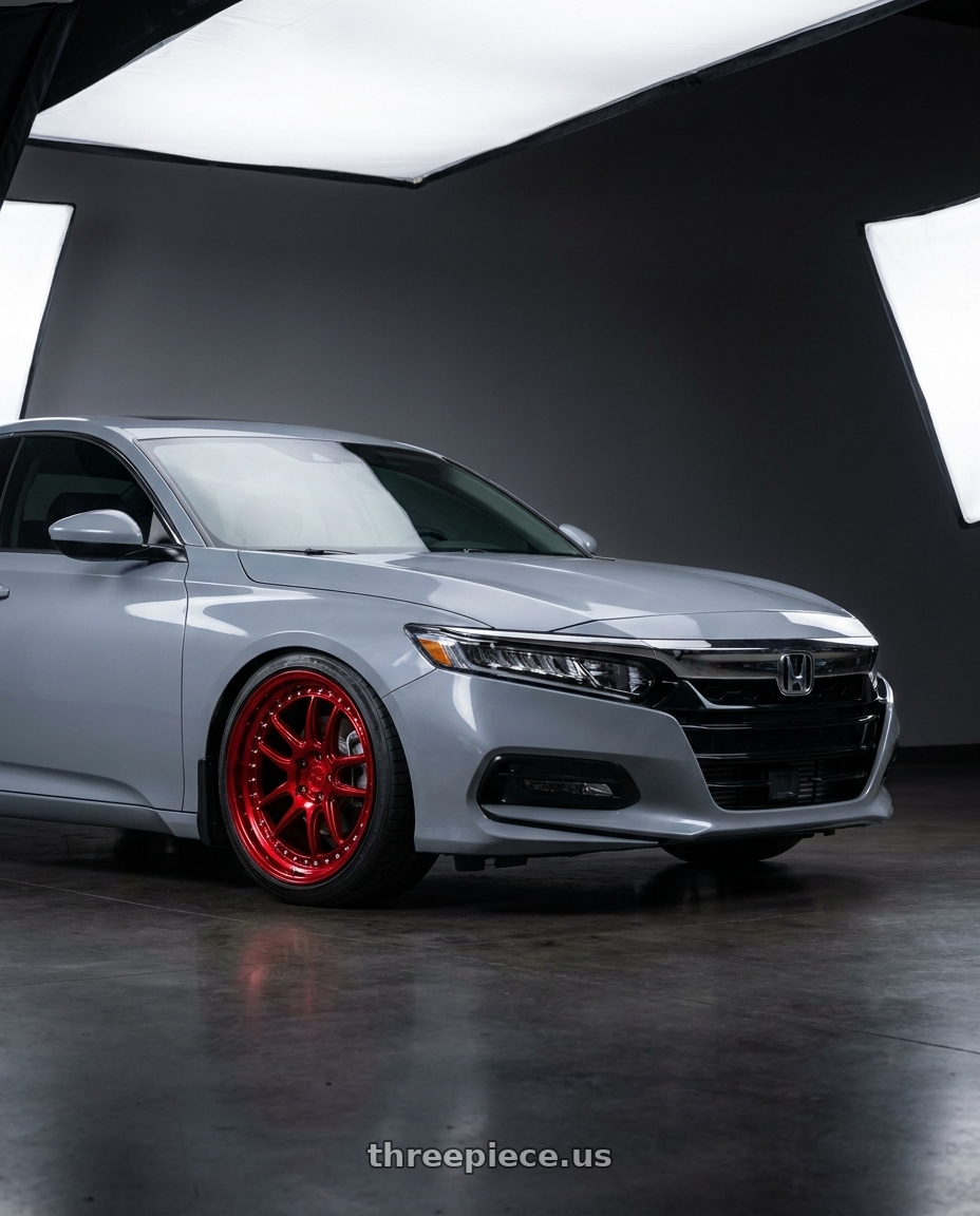 2021 Honda Accord EX-L with Aodhan DS09 5x114.3 19x8.5+35 Candy Red w/ (Chrome Rivets) wheels