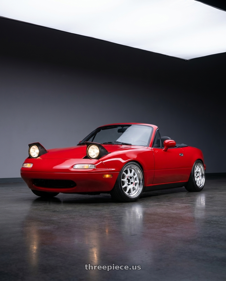 1990 Mazda MX-5 Miata Red with Work Emotion Rs11 2p 4x100 16x9 22 white wheels