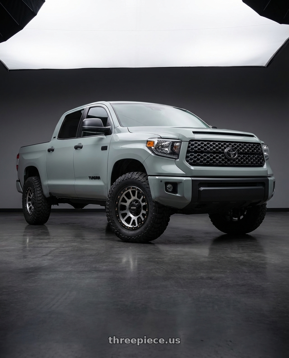 2018 Toyota Tundra with Vision Off-Road 111 Nemesis 5x150 20x9+18 Matte Black Machined Face wheels