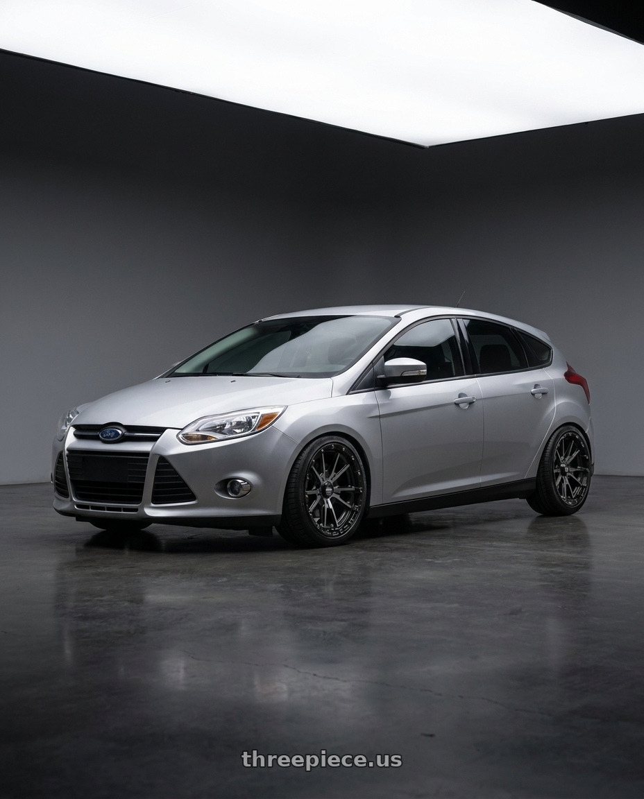 2014 ford focus mk3 1.6 silver  with KMC KM100 SYNC 5X127/5X139.7 17X9 +0 SATIN BLACK WITH GRAY TINT wheels