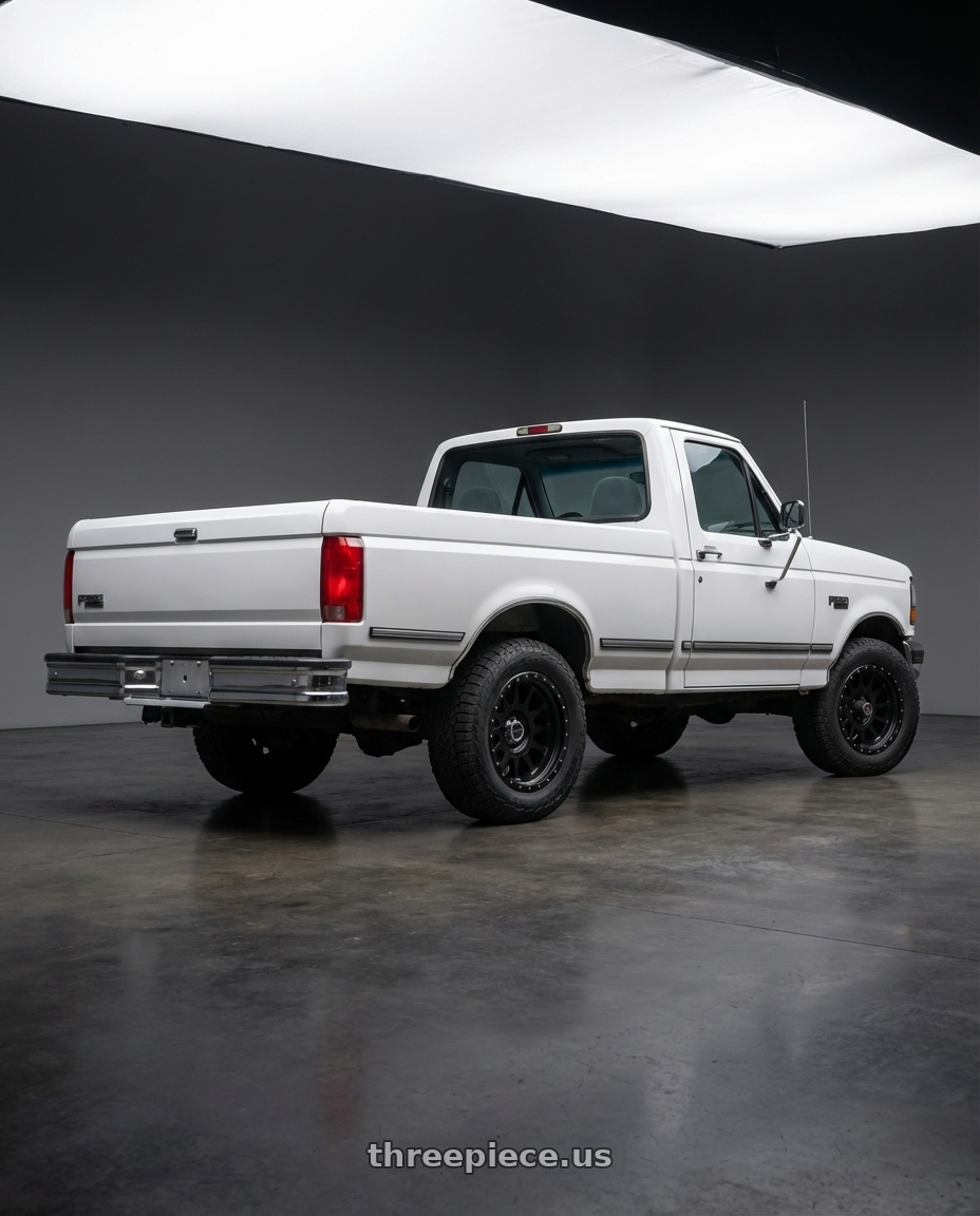 1994 ford f250 with Method Race Wheels 605B NV 8X170 20x9 -12 MATTE BLACK wheels rear three quarter view square tires