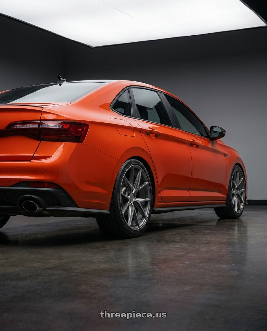 2023 Volkswagen Jetta GLI MK7 with Niche 1PC M116 MISANO 5X112 18X8 +30 MATTE GUN METAL wheels rear three quarter view square tires