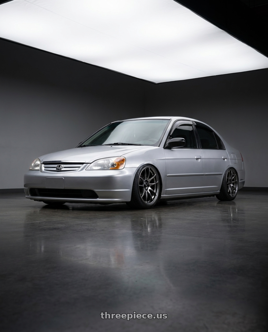 2002 Honda civic with Vors TR4 5x100 17x8  +35 Hyper Black wheels