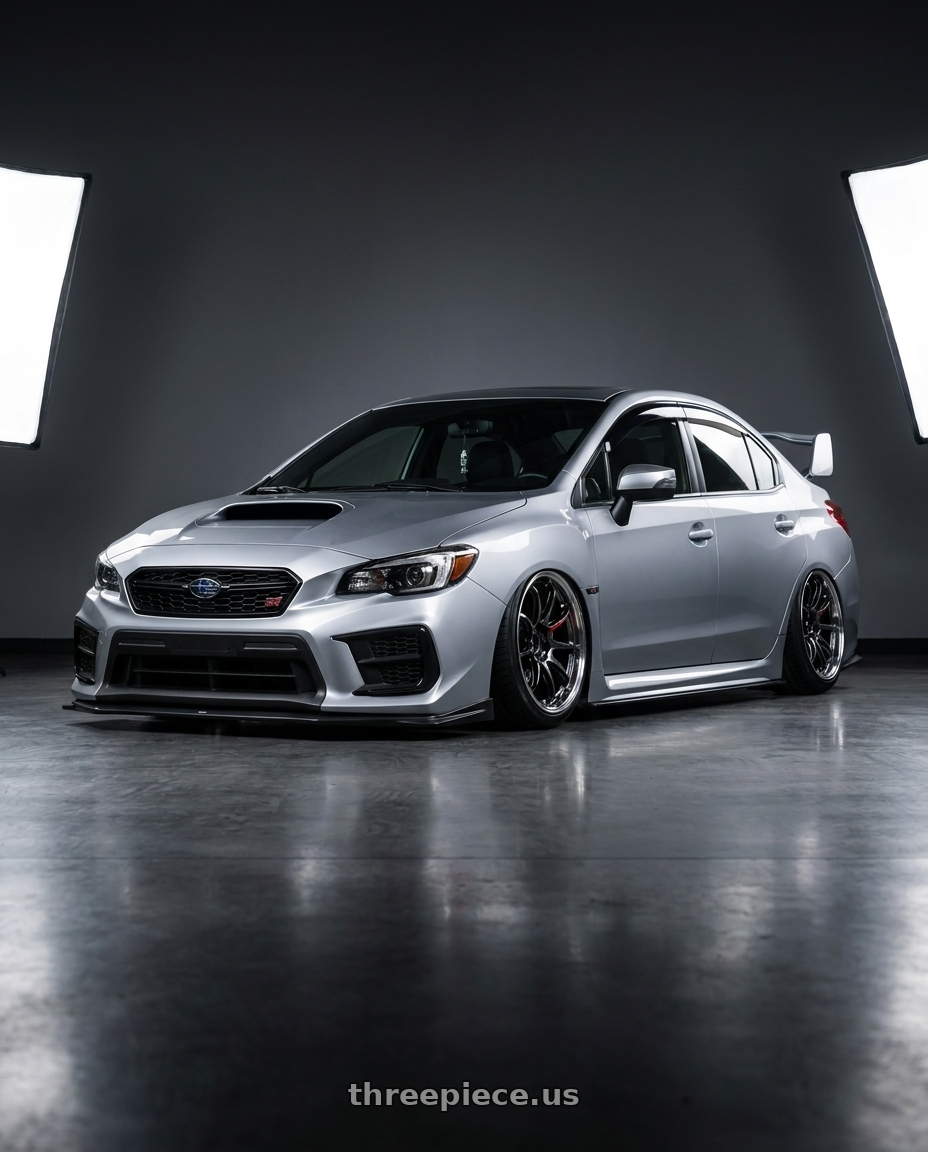 2021 Subaru wrx sti silver  with Work Emotion Zr10 5x114.3 18x9.5 +38 Glim Black Diamond Rim cut wheels