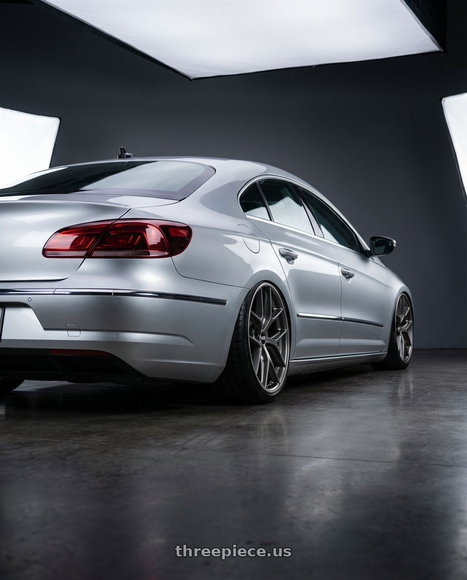 2015 Volkswagen CC with BBS CC-R 5x112 19x9.5+46 Satin Platinum wheels rear three quarter view slight stretch tires