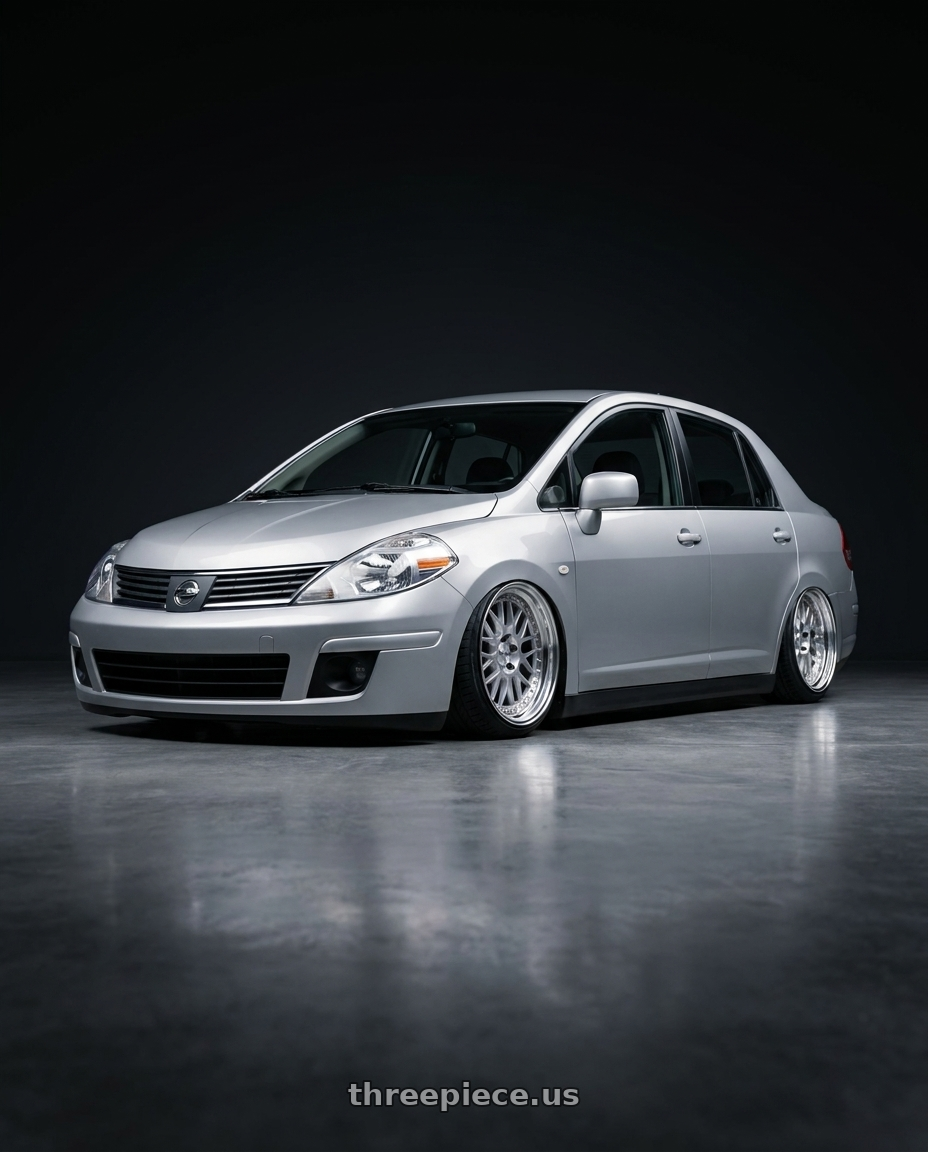 2007 Nissan Tiida with Work Meister M1 3p 4x114.3 16x6.5+37 O Disk Silver wheels