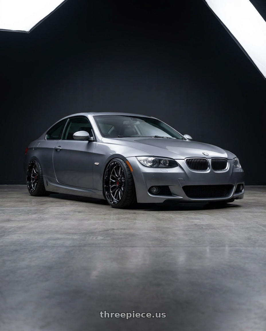 2009 e92 335i m sport highline coupe, space grey with Worx 818BM 8x165.1 20x12 -44 Gloss Black w/ Milled Accents wheels