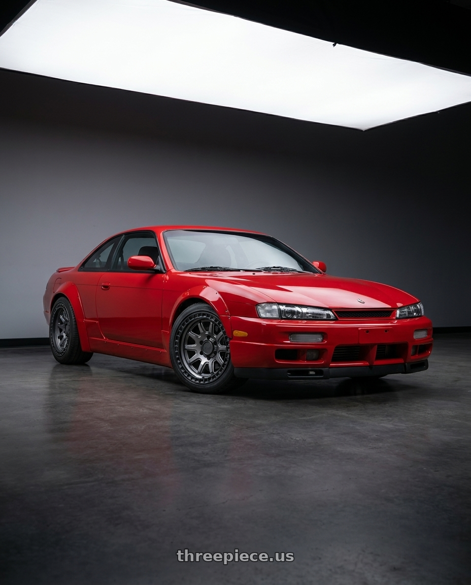 Nissan 240sx 1999 with Black Rhino CALICO 5X127 17X8.5 +34 MATTE GUNMETAL W/ MATTE BLACK LIP wheels