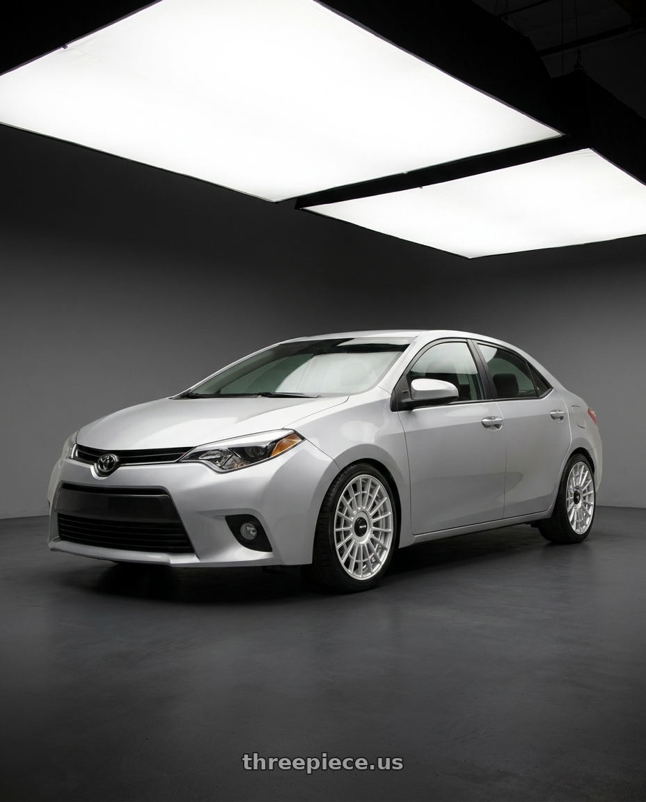 2015 Toyota Corolla S with Rotiform 1PC R134 FLG 5X120 18X8.5 +35 GLOSS SILVER wheels