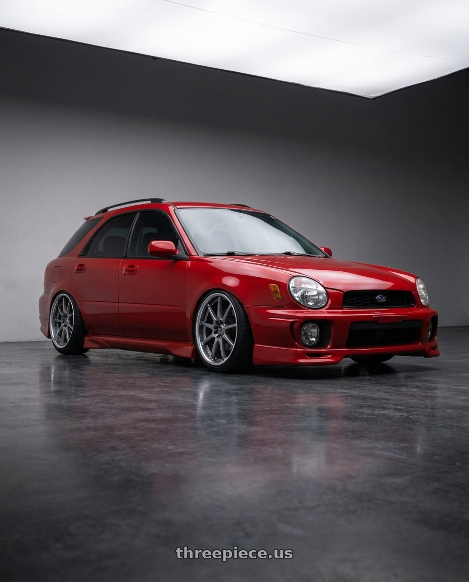 2002 subaru wrx wagon with Enkei EDR9 5x100/114.3 17x8+45 Silver wheels