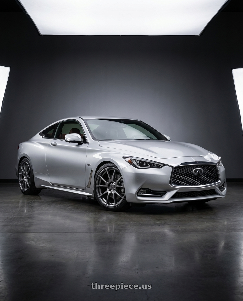 2020 Infiniti Q60 with Ssr Gtv04 5x114.3 19×8.5x8.5+45  METALLIC GRAY wheels