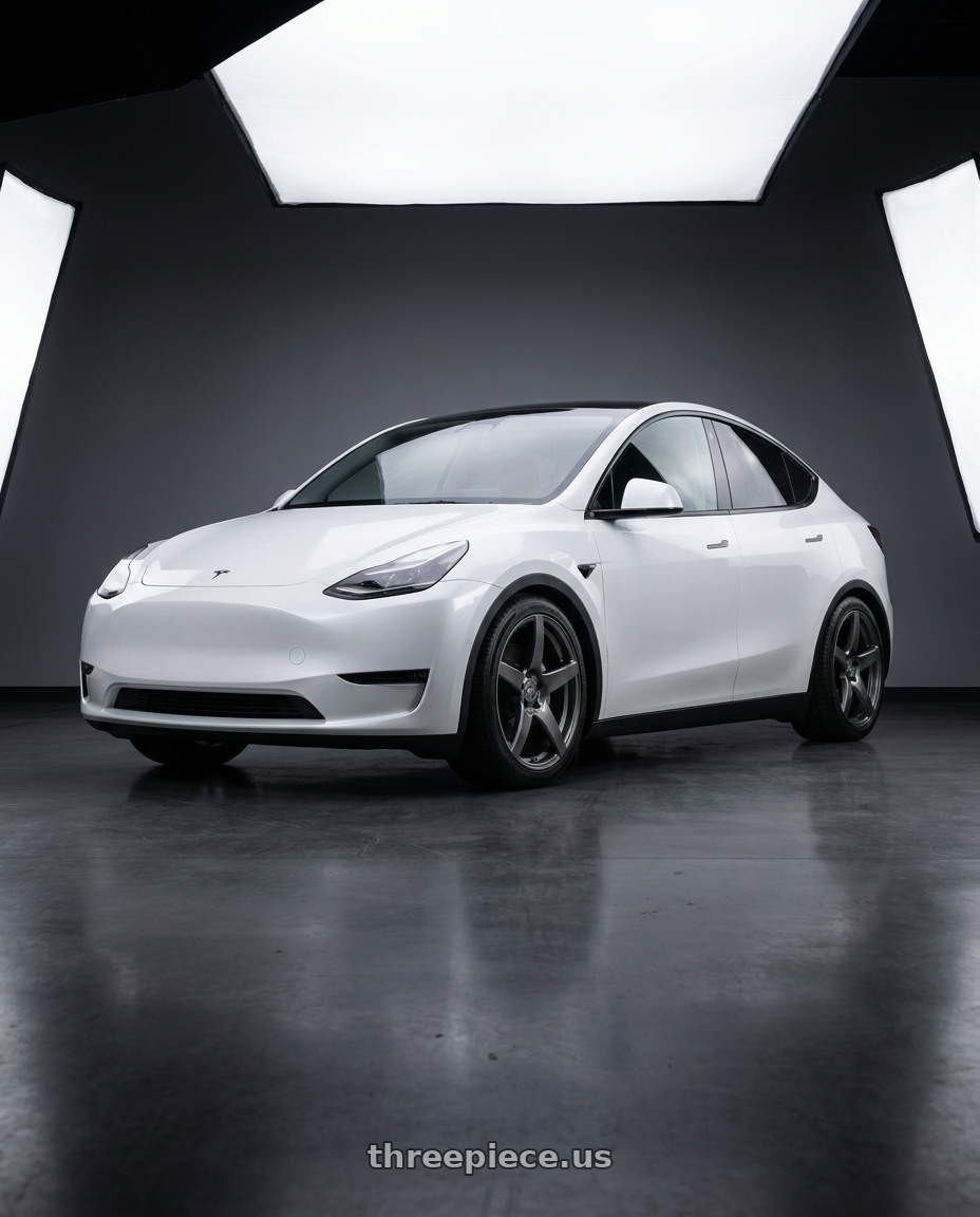 2024 Tesla Model Y with Forgestar CF5 5x114.3 20x9 +35 Gloss Anthracite wheels