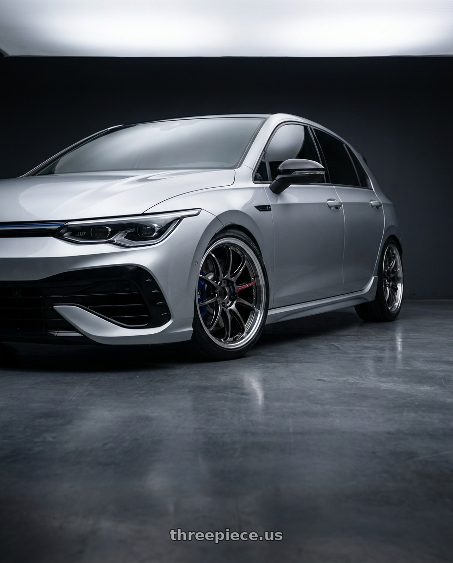 2023 GOLF R MK8 流光金屬銀 with Work Emotion Zr10 5x100 18x7.5 +38 Glim Black Diamond Rim cut wheels