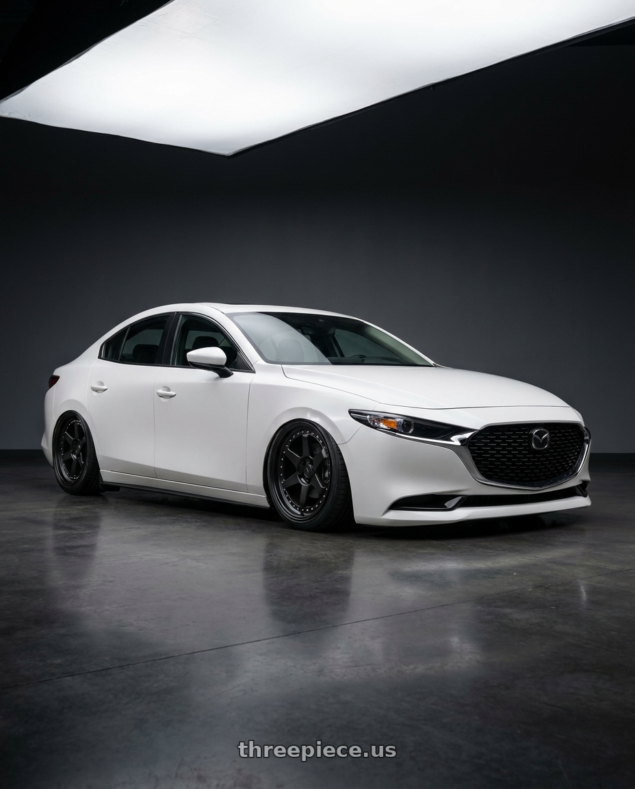 2022 Mazda3 white with Black Rock 965B 6X135 20x9 +12 Matte Black wheels