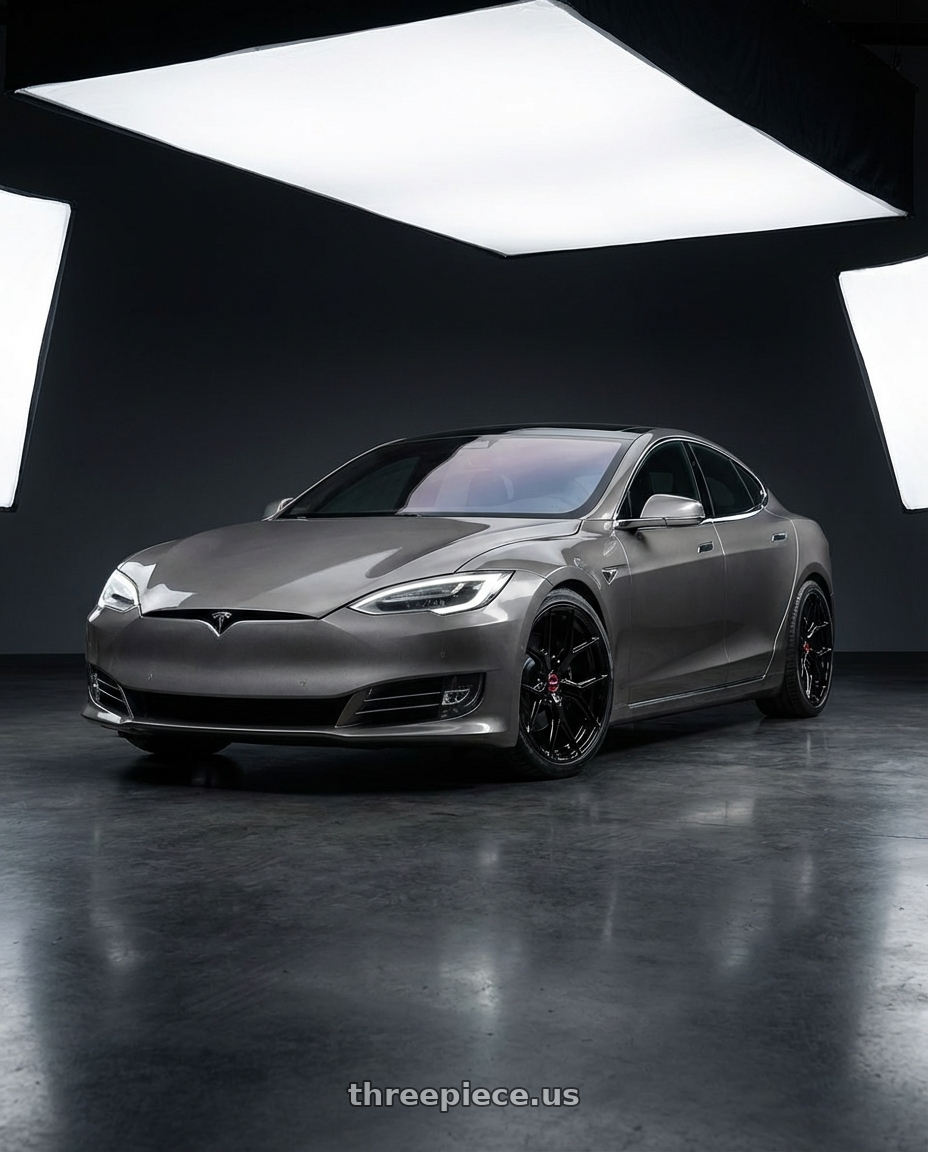 2018 Tesla Model S with Vossen HF-5 21x12 / 5x120 / ET52 / Deep Face / 72.56 - Gloss Black Wheel - HF5-1B36 wheels