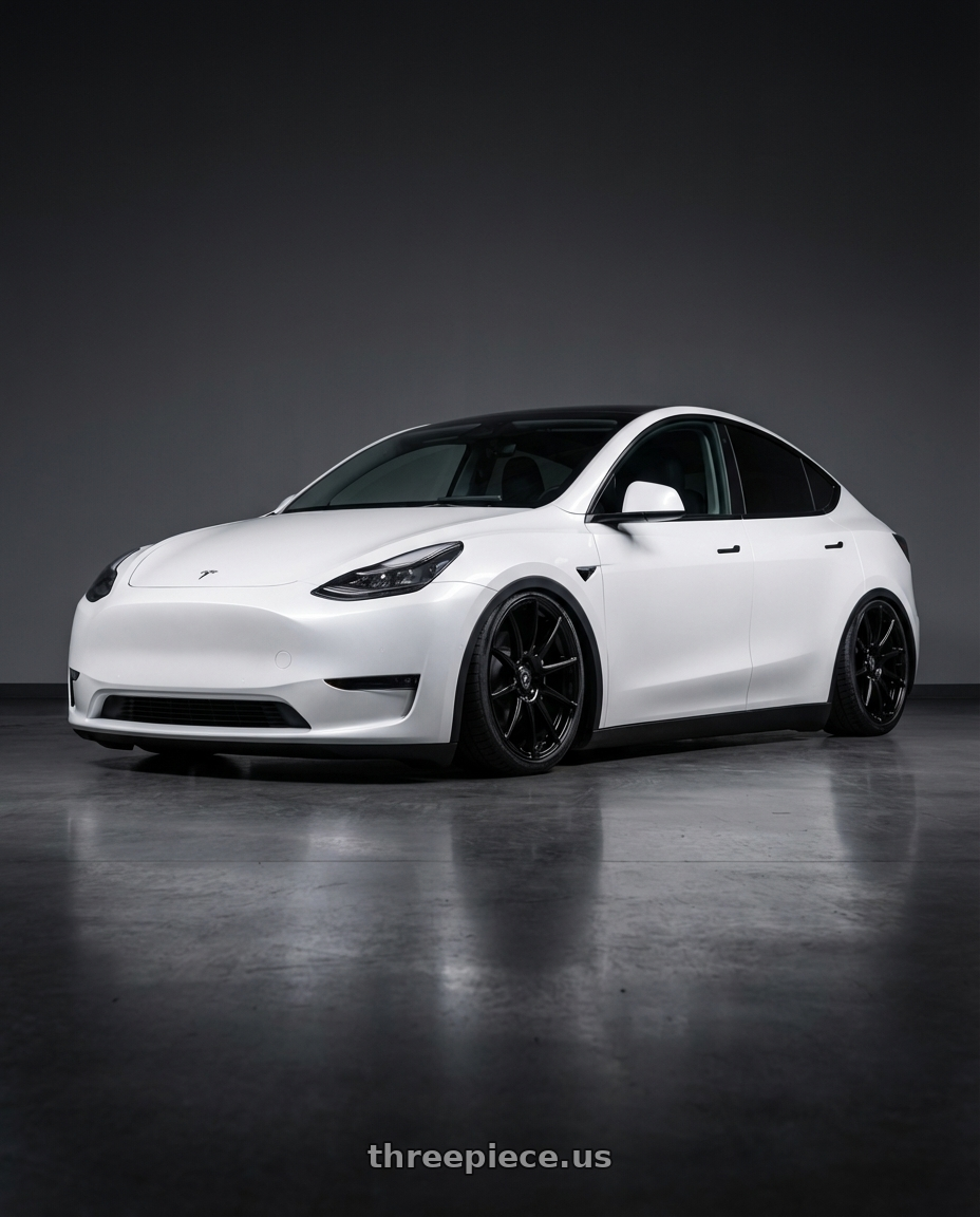 2024 Tesla Model Y with Forgestar CF10 5x114.3 20x9.5 +29 Gloss Black wheels