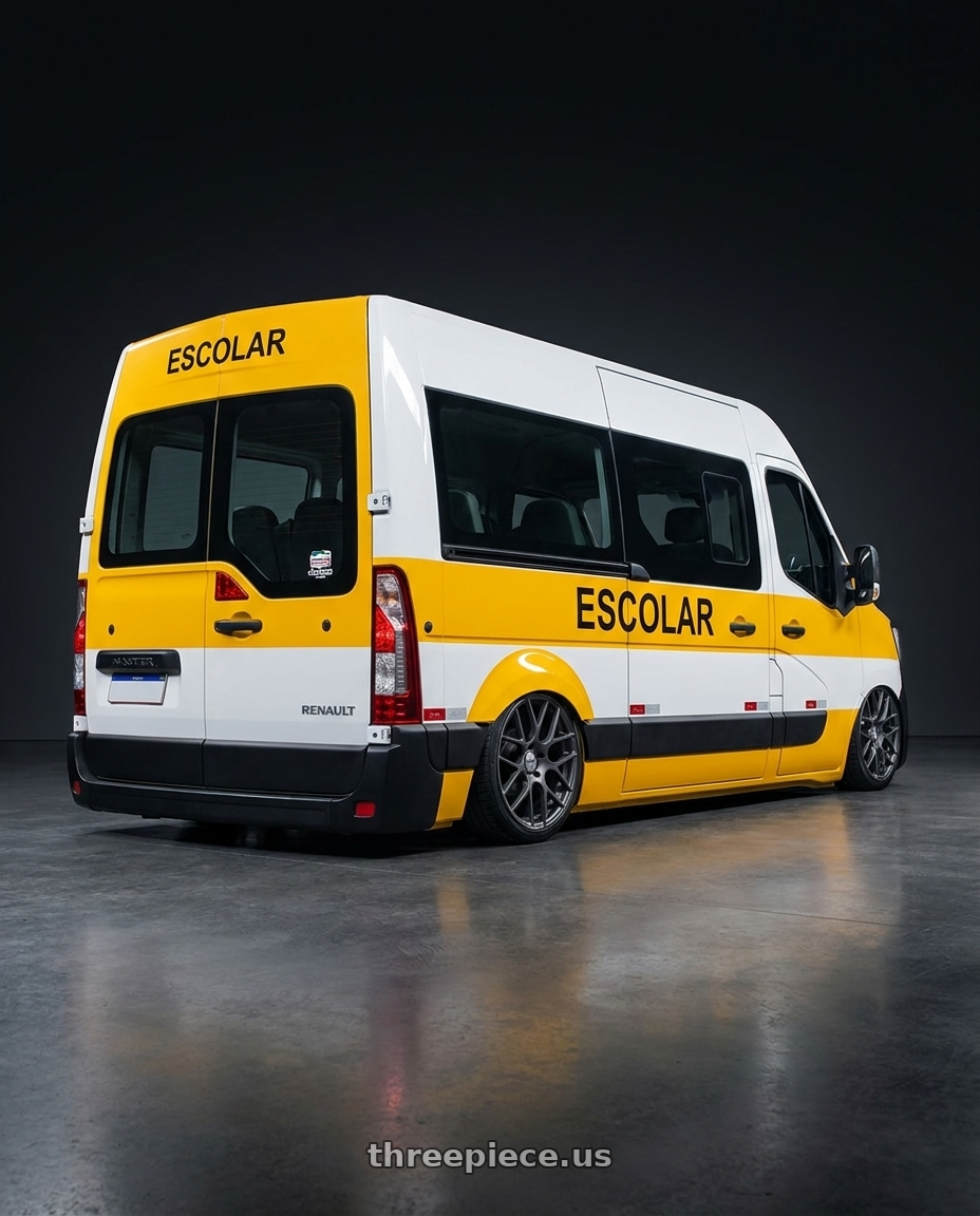 2023 renault master with TSW NURBURGRING 5X114.3 17X7.5 +45 MATTE GUNMETAL wheels rear three quarter view square tires