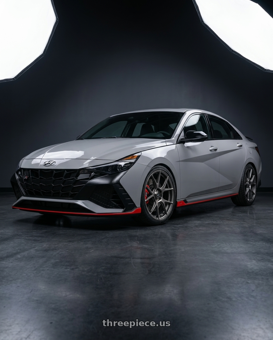 2022 Hyundai Elantra N with Konig Ampliform 5x114.3 18x8.5+45 Dark Metallic Graphite wheels