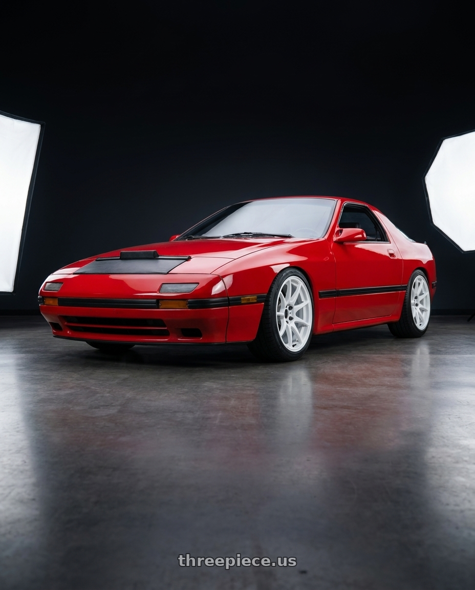 1988 RX-7 FC with WORK Emotion CR Shigoku 5x114.3 17x7.5 +47 Ice White ICW wheels