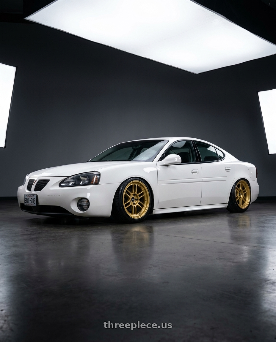 2004 Pontiac grand prix white with Enkei RPF1 5x100 17x8+45 Gold wheels